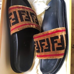 Authentic Fendi ROMA Fur Slides 38.5